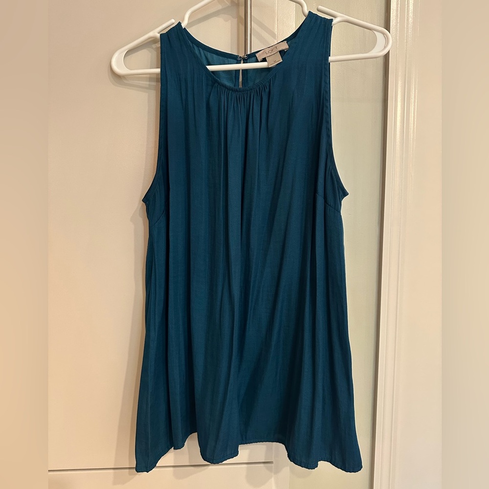 LOFT Teal Satin Tank Top